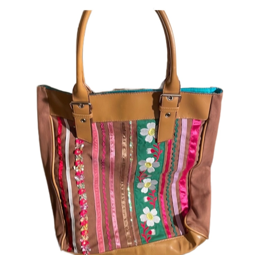 Floral sequin tote bag